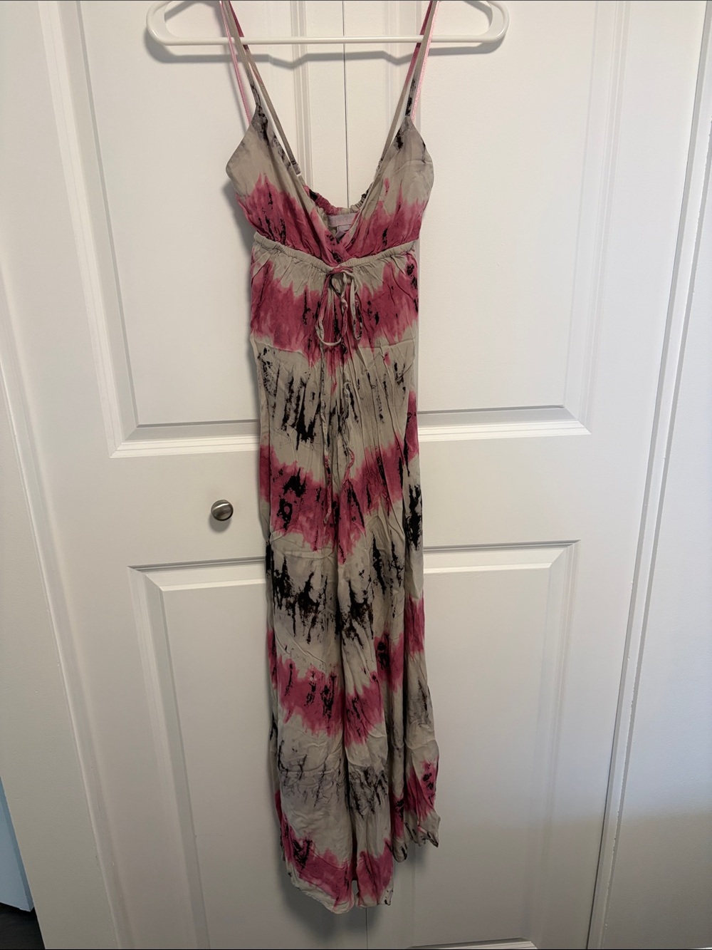 Akualani - Pink and Black Tie-Dye Maxi Dress
